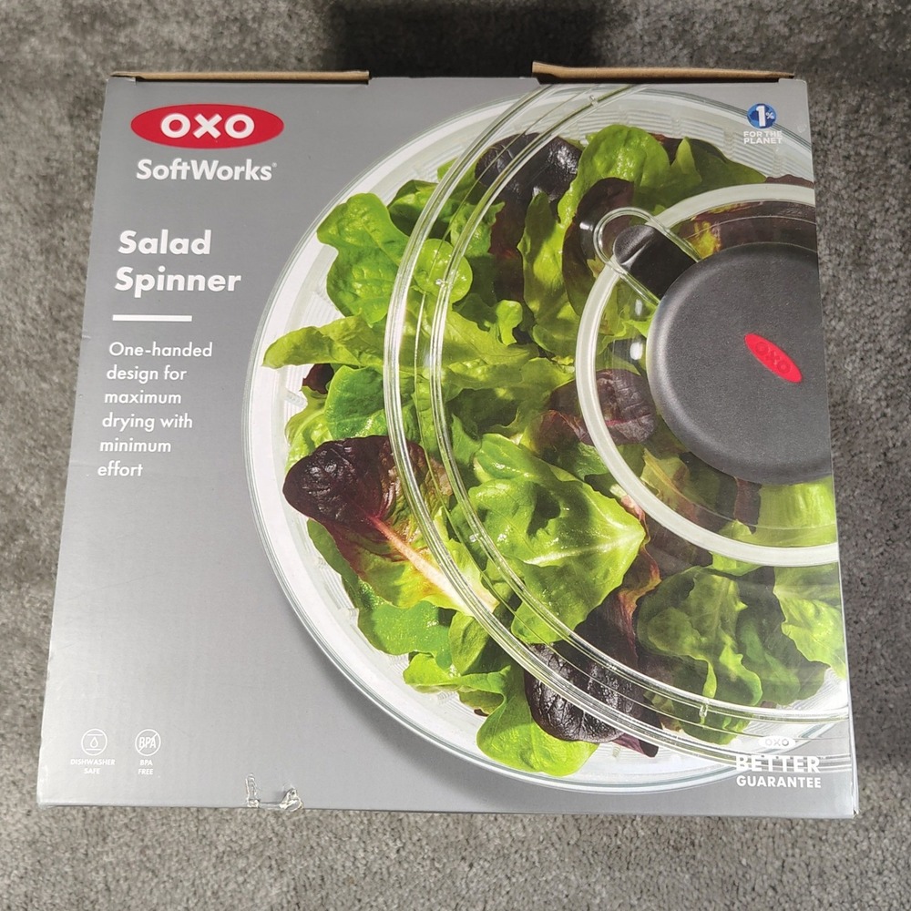 OXO SoftWorks Salad Spinner Clear Black Pump Action Kitchencore Unisex Large